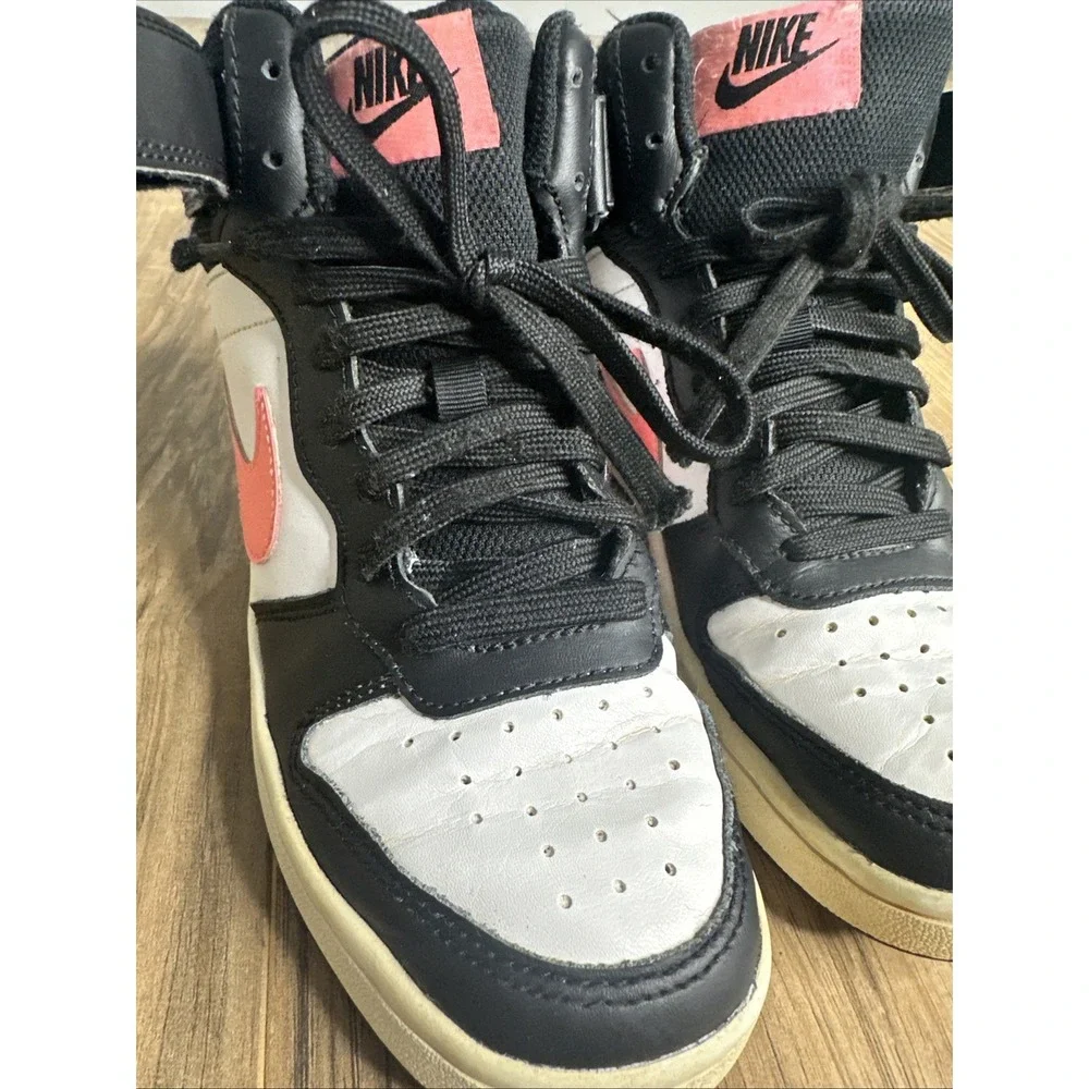 Nike Size‎ 4.5Y Court Borough Mid 2 White Black Pink Basketball Shoes